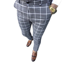 Load image into Gallery viewer, Classic Men Lattice Suit Pants 2020 Summer Thin Plaid Suit Trousers Casual Business Vintage Formal Pants For Wedding Party 2020
