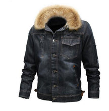 Load image into Gallery viewer, 2013Mountainskin men's thick denim jacket winter autumn male fur collar velvet coat male fashion windproof Denim coat S ~ 6XL
