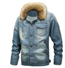 Load image into Gallery viewer, 2013Mountainskin men's thick denim jacket winter autumn male fur collar velvet coat male fashion windproof Denim coat S ~ 6XL
