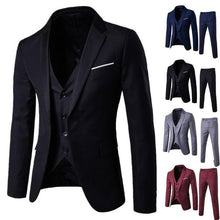 Load image into Gallery viewer, Custom Made 3pcs Business Blazer +Vest +Pants Wedding Suit Male Blazers Slim Suits Vintage Classic Blazers Male Party
